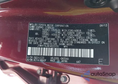 2014 Toyota Land Cruiser V8 из США, поврежденный, VIN JTMHY7AJ0E4022155